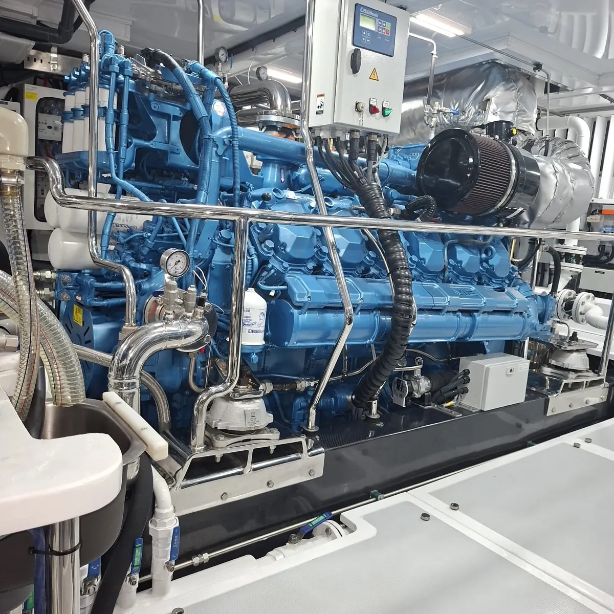 Baudouin 12M26.3 marine engine in the engine room