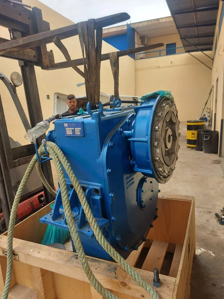 Marine engine and gearbox ready for installation